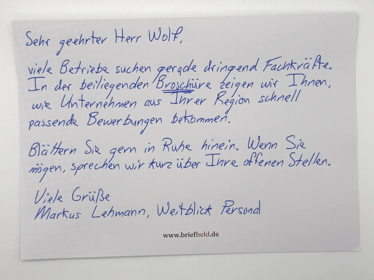 Handgeschriebener A5-Brief im Querformat